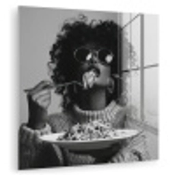 Vrouw - Pasta - Zwart - Wit plexiglas 5mm klein -zzzproduct_nieuw