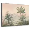 Tropisch landschap - palmbomen - Bloemen - Roze lucht Textielframe - compleet frame klein -3d