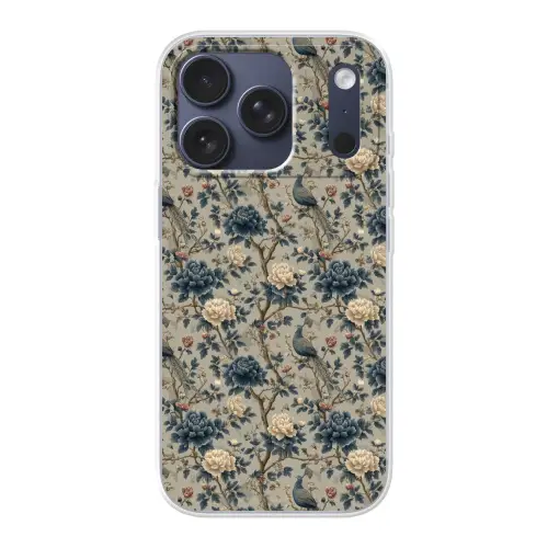 Pauw - Bloemen - Blauw Telefoonhoesje iPhone 17 Pro klein 878 -3d