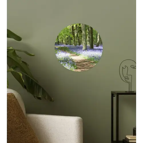 Bos - Pad - Bloemen - Paars - Groen - Natuur Wandcirkel behangsticker klein -sfeer2