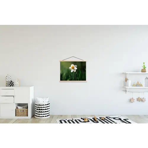Narcis - Bloem - Wit - Grassprieten textielposter latten blank klein -kinderkamer