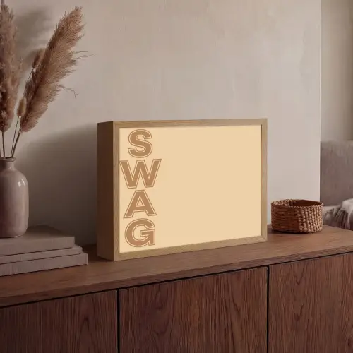 Swag - Bruin - Beige Light Box met batterij (Wandlamp) middel -sfeer2