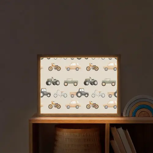 Retro - voertuigen - patroon Light Box met batterij (Wandlamp kind) middel -sfeer1_kind