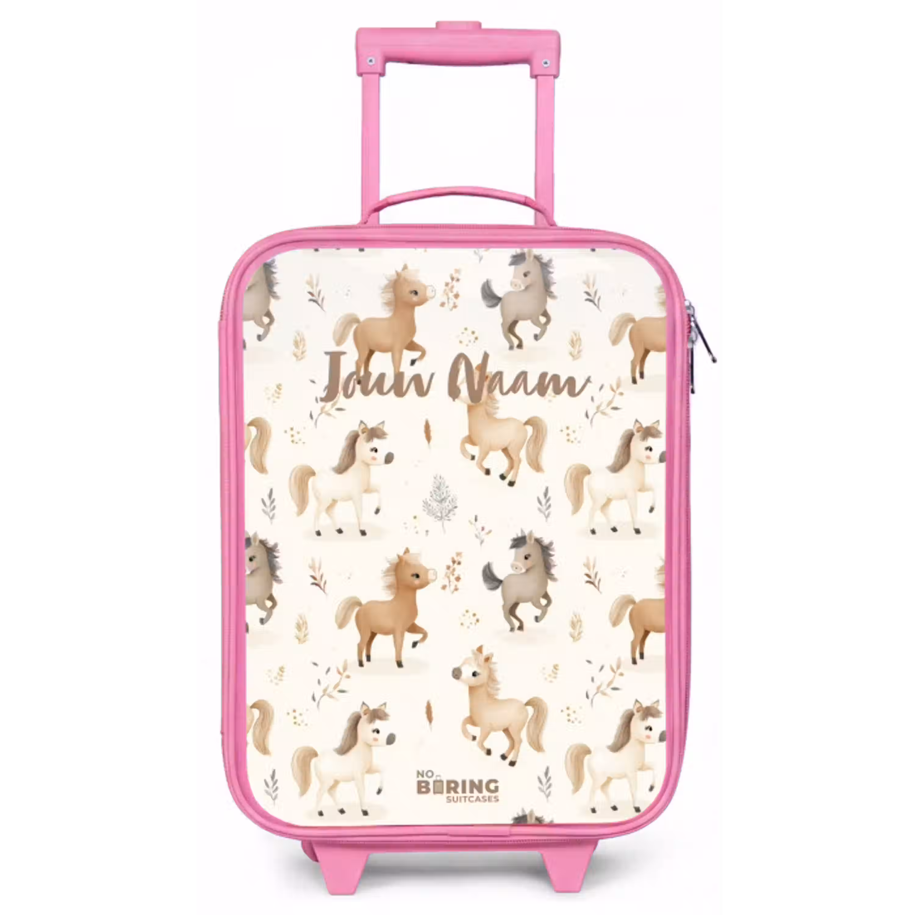 Patroon van veulens in beige en bruin kleuren Kinderkoffer - Roze klein -zz3dotto