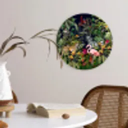 Jungle dieren - Natuur - Jongens - Meisjes - Flamingo - Zebra Wandcirkel kunststof plaat 5mm dik klein -sfeer4