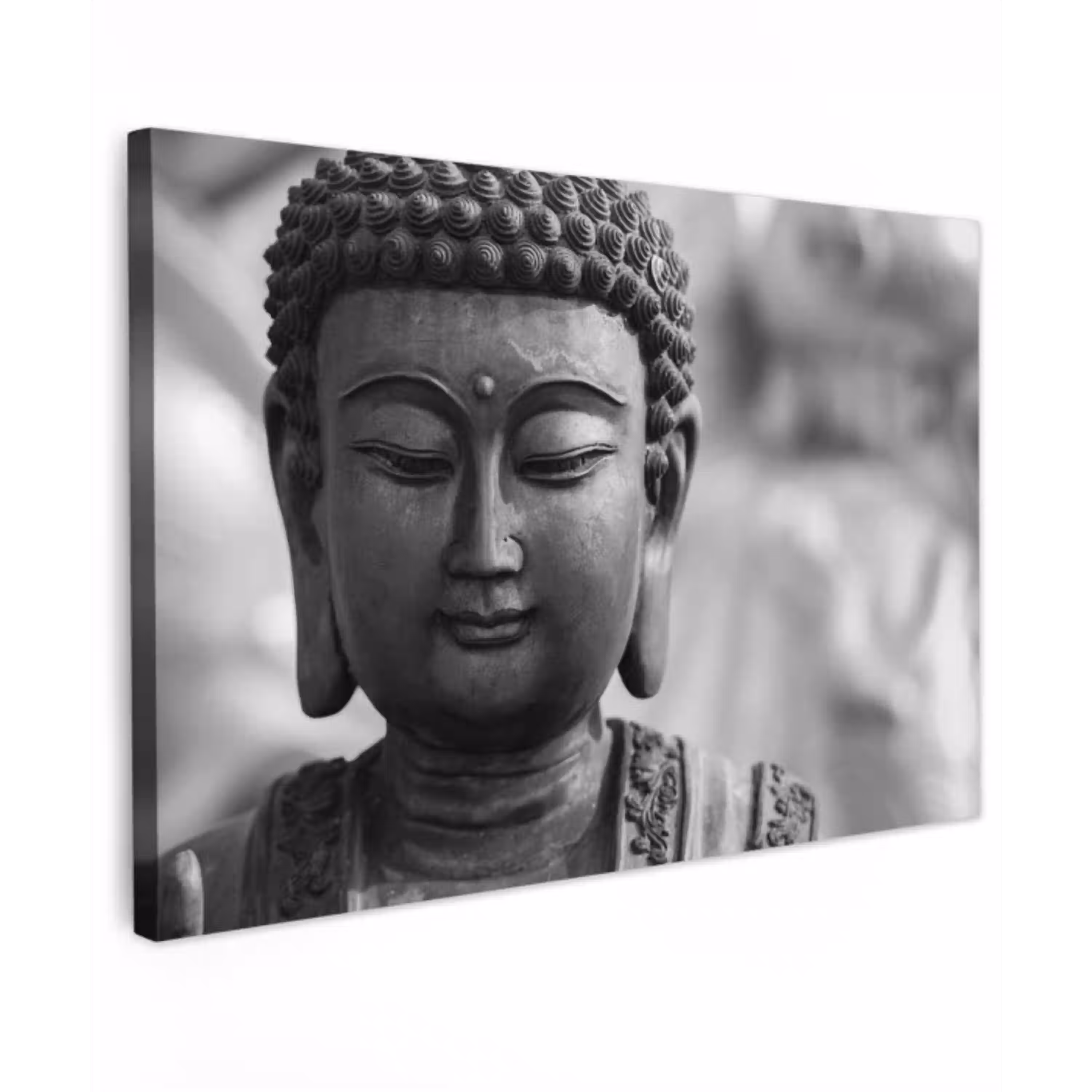 Boeddha - Grijs - Spiritualiteit - Buddha beeld - Religie Tuinposter op houten frame 2 cm dik klein -3d