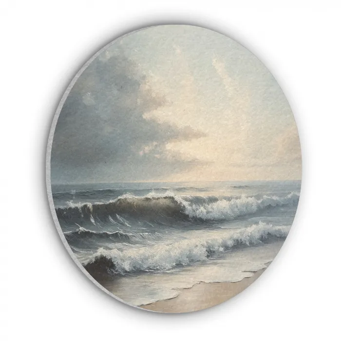 Strand - Zee - Zonsondergang Akoestische PET Vilt - Rond klein -3d