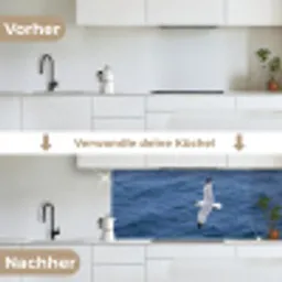 Zeemeeuw - Oceaan - Blauw keuken achterwand 2 middel -voor-na_DE