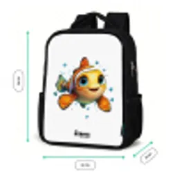 Clownvis met bellen op witte achtergrond Rugzak - Zwart middel -productfoto_formaten