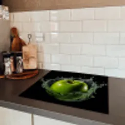 Appel - Groen - Fruit - Water - Zwart Inductie beschermer vinyl 3mm middel -sfeer3