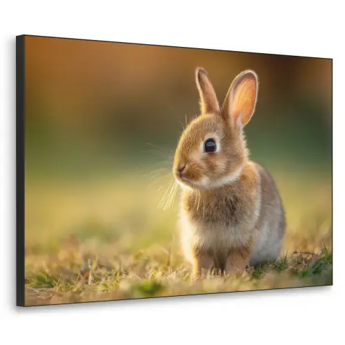 Konijntje - Bruin - Gras Textielframe zwart klein -3d