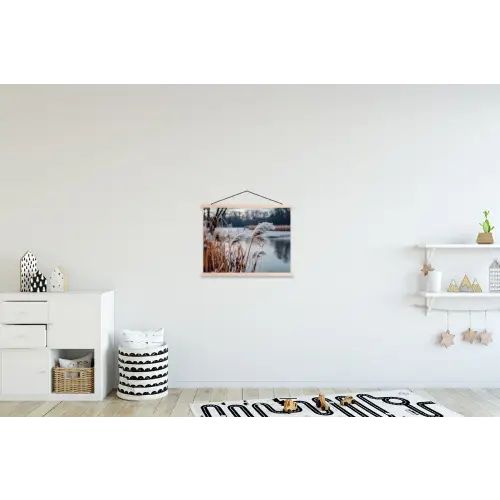 Riet - Gras - Natuur - Winter - Meer textielposter latten blank klein -kinderkamer