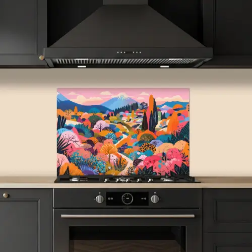 Witte bergtop - Modern - Kleurrijk keuken achterwand spatscherm klein -sfeer1