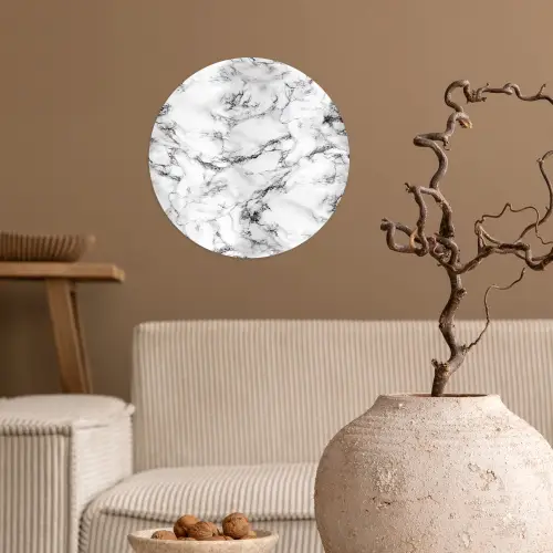 Marmer - Zwart - Dramatisch - Wit Wandcirkel behangsticker klein 186 -sfeer1