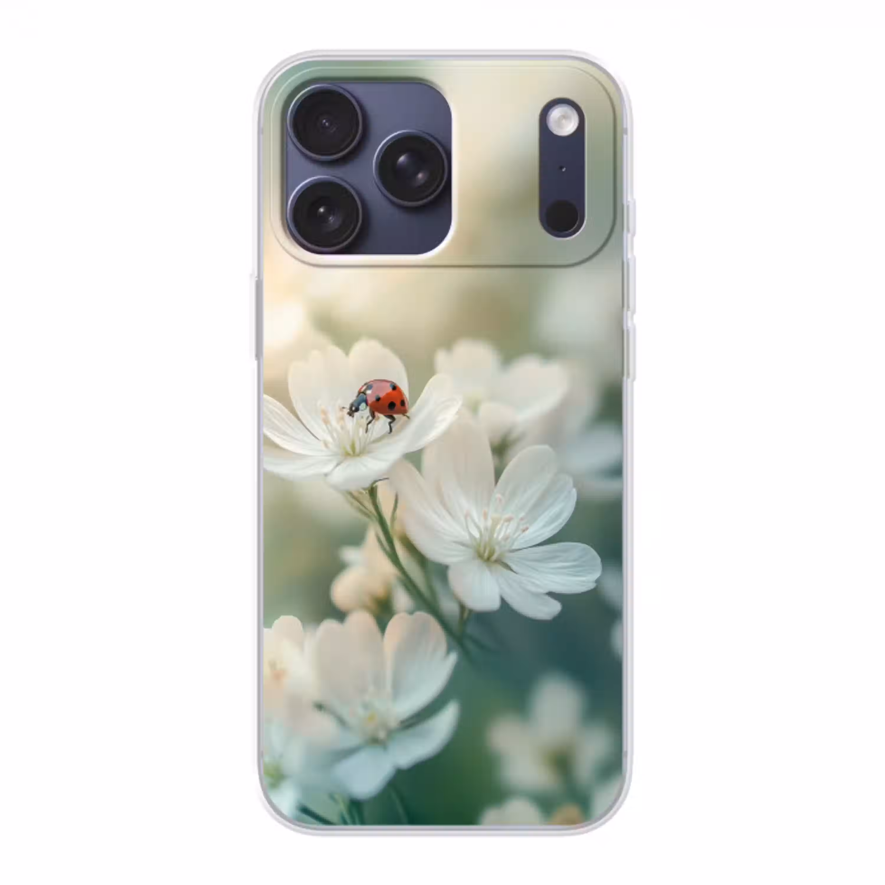 Lieveheersbeestje - Bloemen - Wit Telefoonhoesje iPhone 17 Pro Max klein -3d