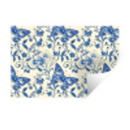 Vlinders - Bloemen - Blauw - Botanisch Muursticker klein 286 -3d