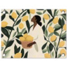 Vrouw - Mand - Citroenen - Bladeren tuinposter los doek klein -3d