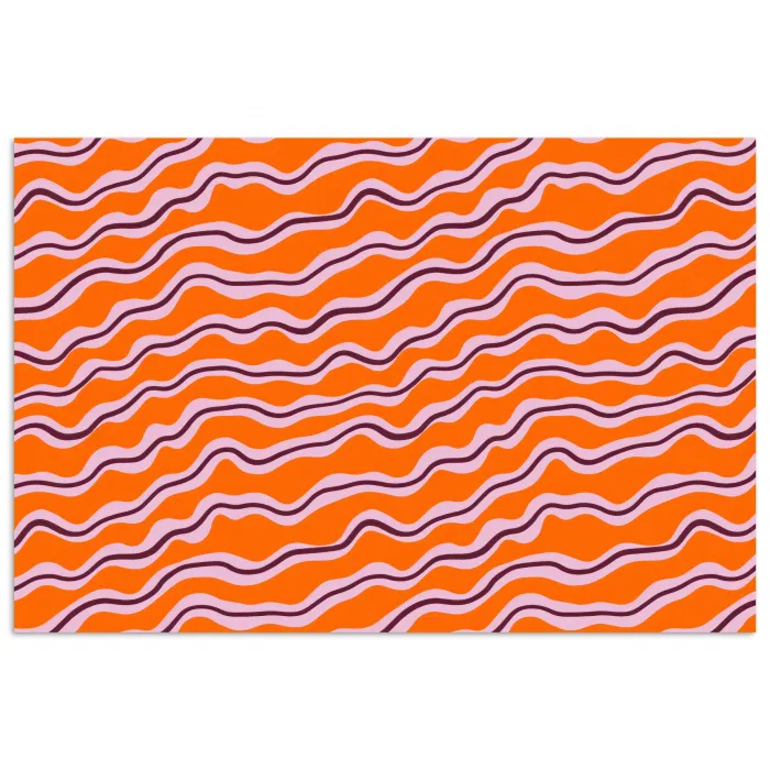 Retro - Golvend - Oranje poster papier klein 62 -3d