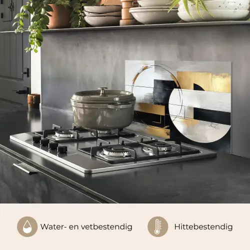 Abstract - Goud - Zilver - Vormen - Aesthetic keuken achterwand spatscherm klein -usp_NL