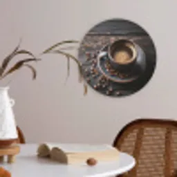 Kop - Koffie - Hout - Bonen Akoestische PET Vilt - Rond klein -sfeer3