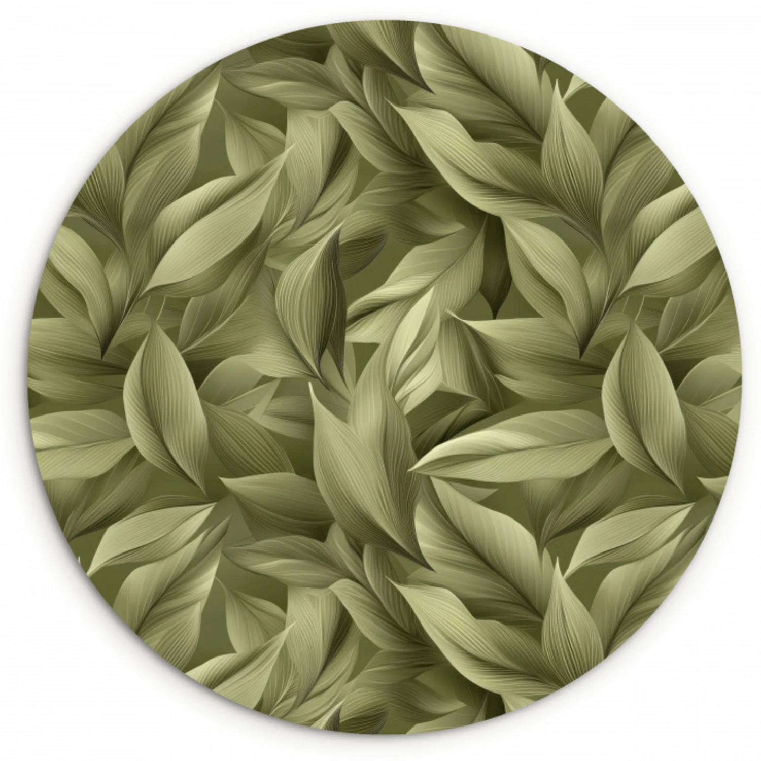 Bladeren - Modern - Groen Wandcirkel kunststof plaat 5mm dik klein 188 -3d