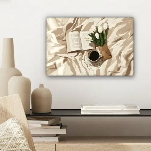 Boek - Illustratie - Tulpen - Koffie canvas 2cm klein -sfeer6