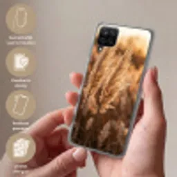 Rietpluimen - Gras - Zonsondergang - Goud - Serene Telefoonhoesje Samsung Galaxy A12 klein -sfeer3_NL