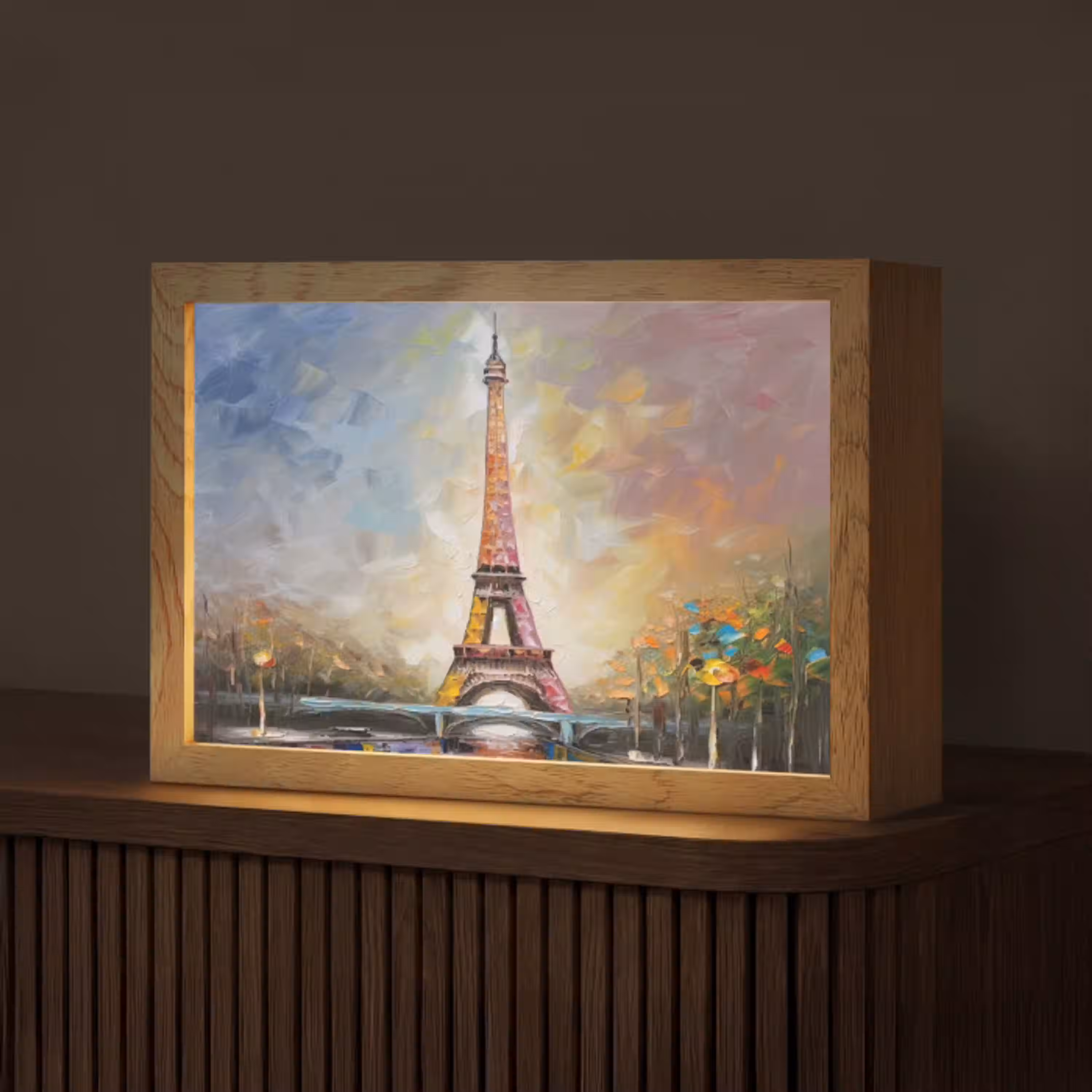 Eiffeltoren - Schilderij - Olieverf - Parijs Light Box met kabel (Tafellamp) klein -z3d_website