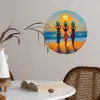 Vrouwen - Strand - Zondsondergang Wandcirkel behangsticker klein -sfeer3