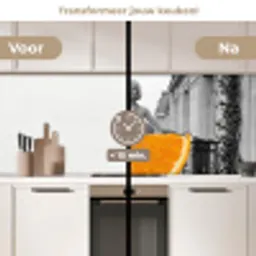 Sinaasappel - Eiffeltoren - Vrouw keuken achterwand 2 middel -voor-na2_NL