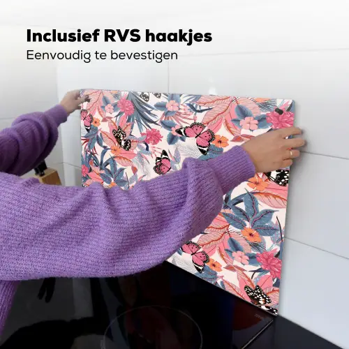 Tropisch - Zomer - Vlinder - Perzik Inductie beschemer met haakjes klein 777 -ky-ophangen-nl