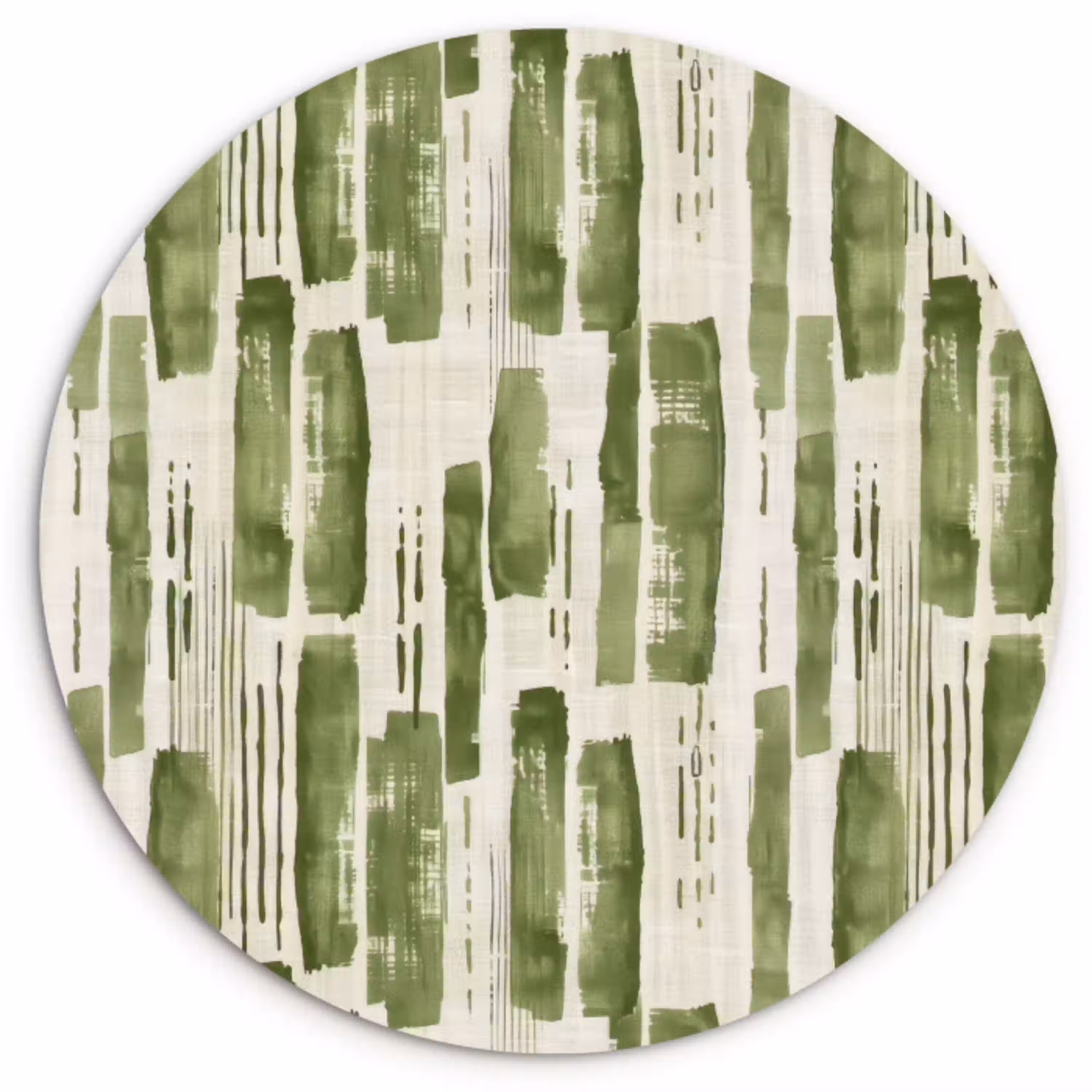 Groen - Abstract - Penseelstreken - Linnen - Patroon Wandcirkel plexiglas klein 852 -3d