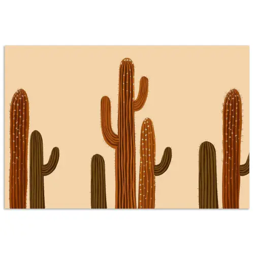 Cactus - Woestijn - Zand - Bruin poster papier klein -3d