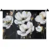 Bloemen - Wit - Abstract Wandkleed katoen klein -zz3d