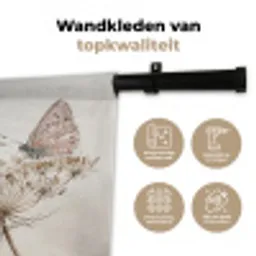 Vlinder - Bloem -Natuur - Beige Wandkleed katoen klein -sfeer2