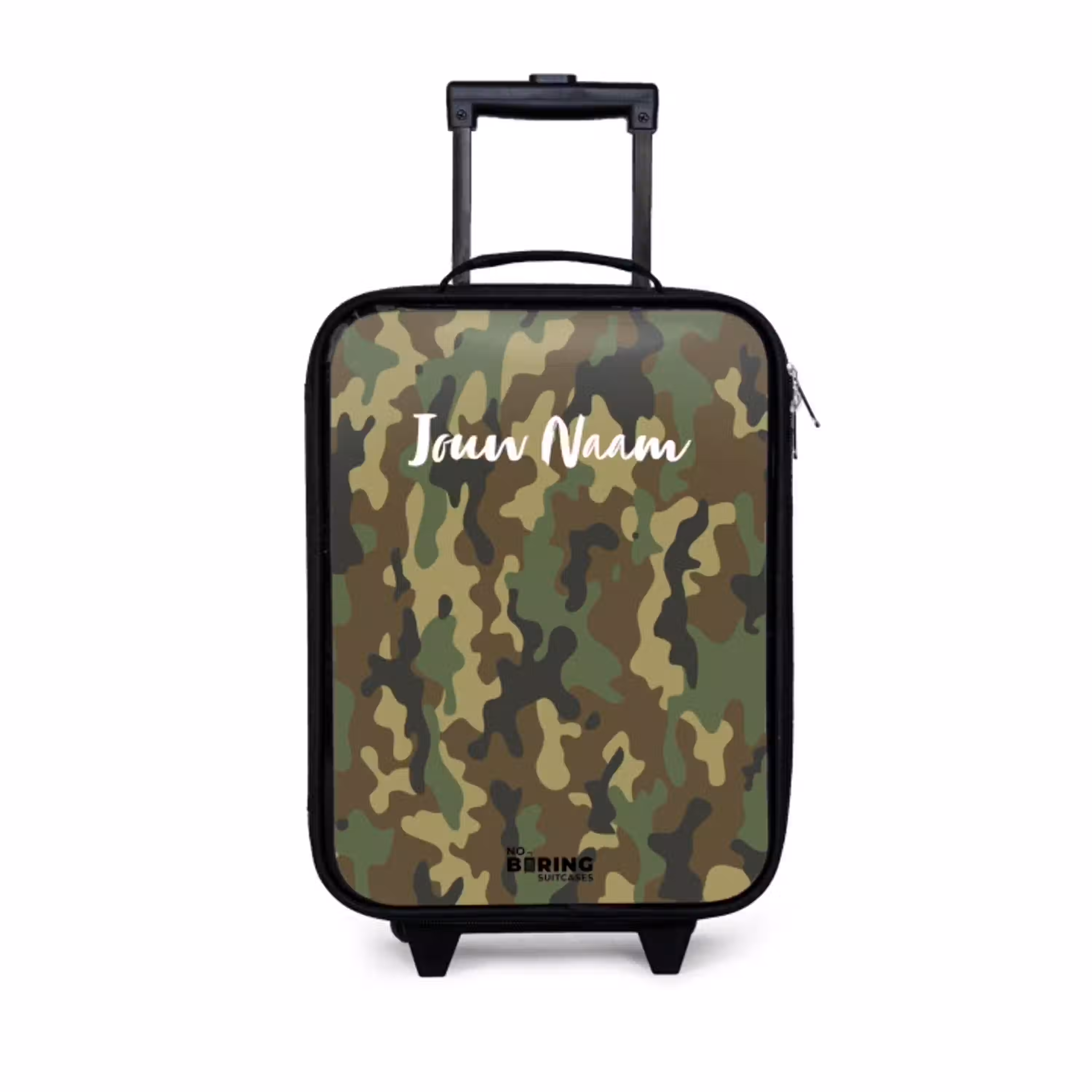 Groene camouflage met zandkleur Kinderkoffer - Zwart klein -3d