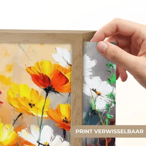 Felgekleurd - Bloemblaadjes - Abstract Light Box met batterij (Wandlamp) middel -USP_websiteprintNL