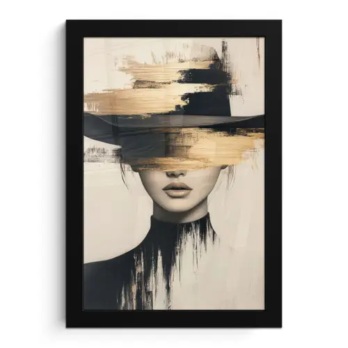 Vrouw - Hoed - Verf fotolijst zwart zonder passe partout klein -3d