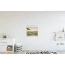 Landschap - Heuvels - Zandpad - Groen textielposter latten blank klein -kinderkamer