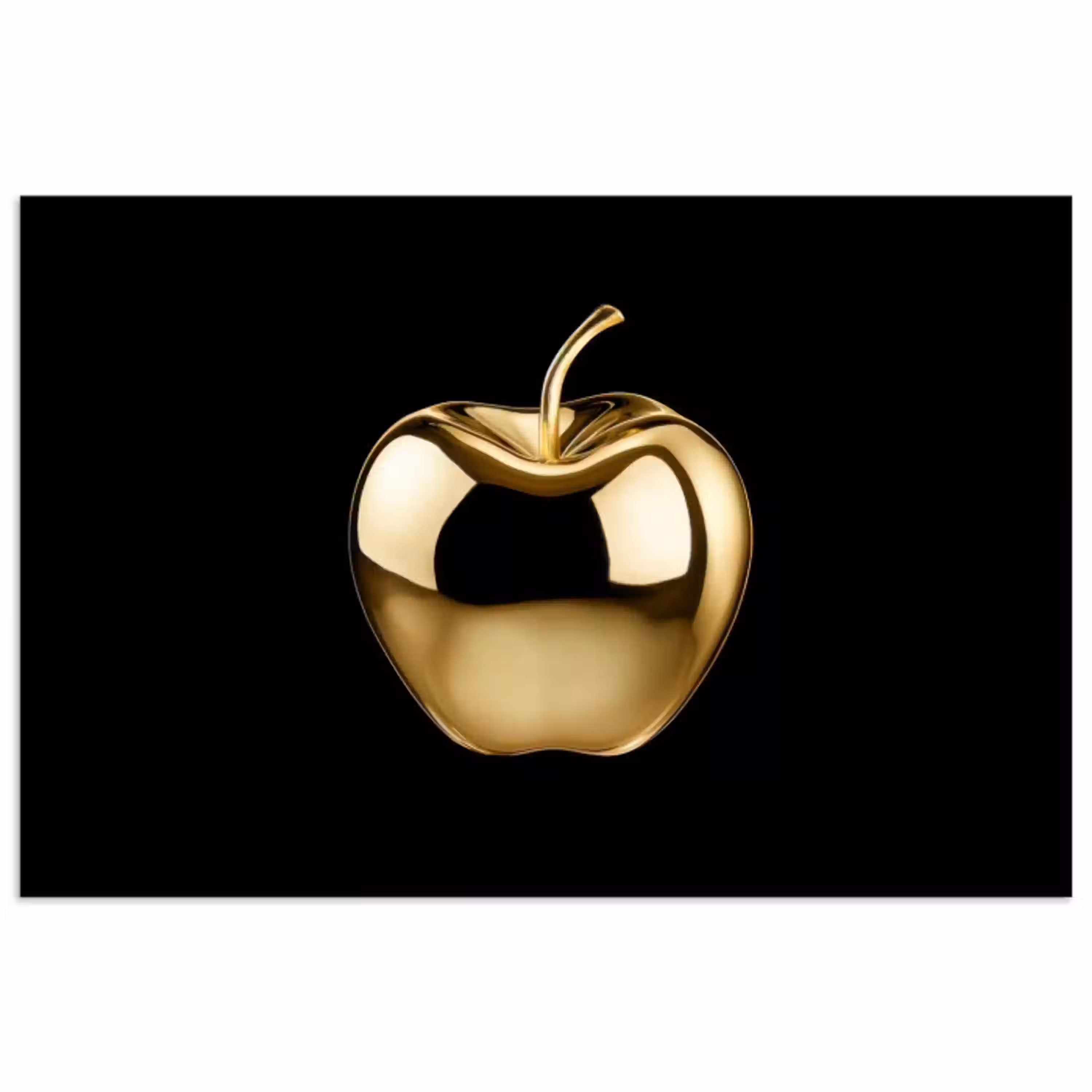Appel - Goud - Chrome - Zwart poster papier klein -3d