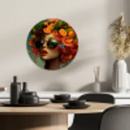 Vrouw - Sinaasappel - Bessen - Oranje KitchenYeah - Keuken - Wandcirkel Forex klein -sfeer2