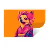 Kimono - Hondje - Bloemenkroon - Oranje Muursticker klein -3d
