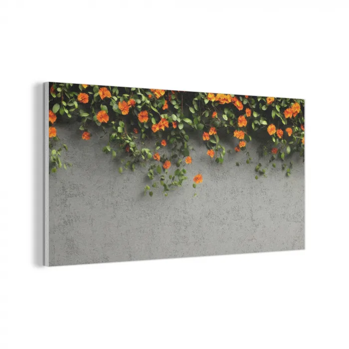Bloemen - Muur - Oranje PET vilt middel -3d