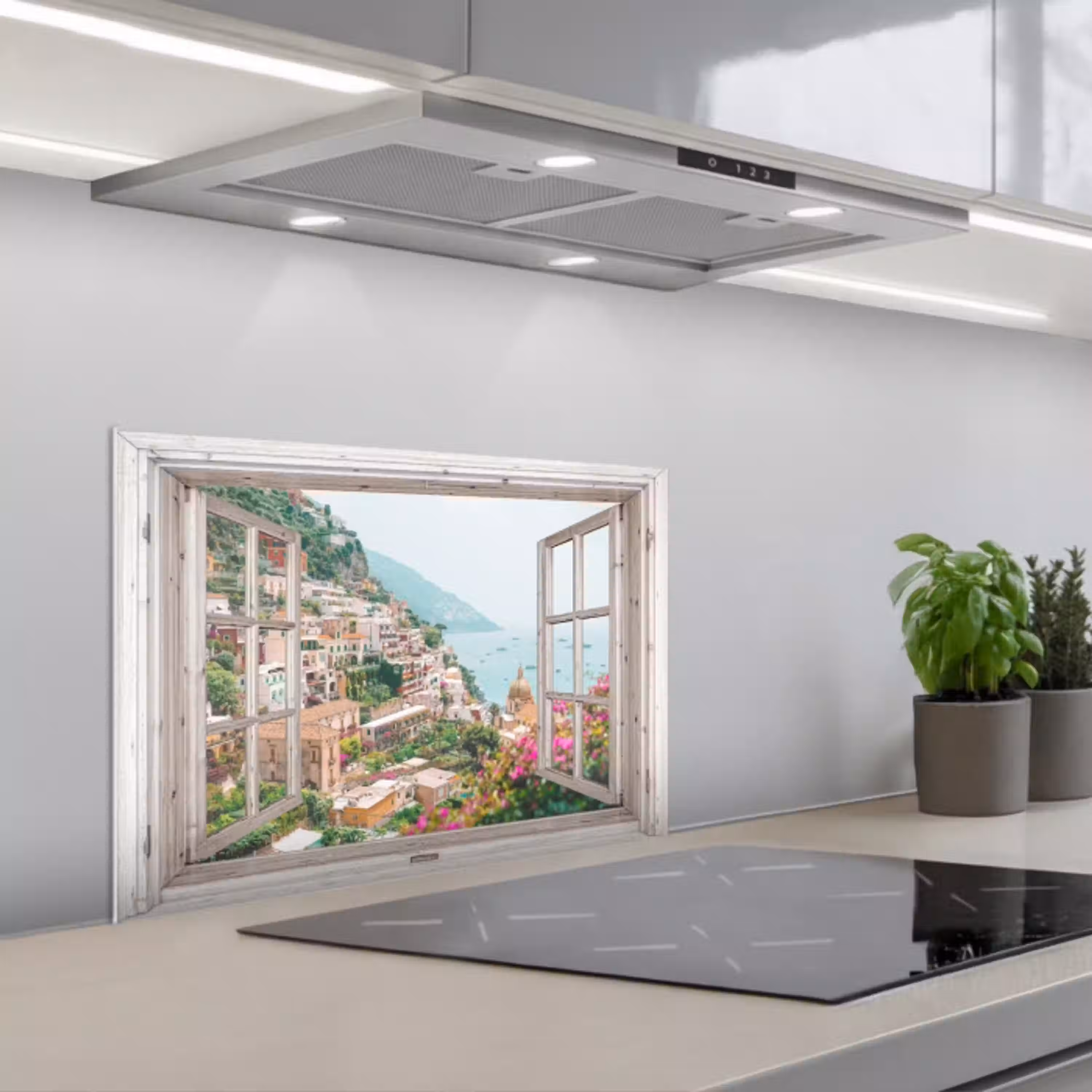 Mediterraans Uitzicht keuken achterwand spatscherm klein -3d_schuin