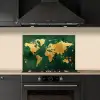 Wereldkaart - Groen - Goud keuken achterwand spatscherm klein -sfeer1
