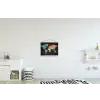 Wereldkaart - Krijtstrepen - Regenboog textielposter latten blank klein -kinderkamer