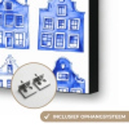 Patroon - Huizen - Blauw Textielframe zwart klein 947 -USP_ophangsysteemNL