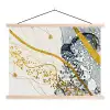 Abstracte weergave van de lucht met gouden accenten uit de natuur textielposter latten blank klein -3d