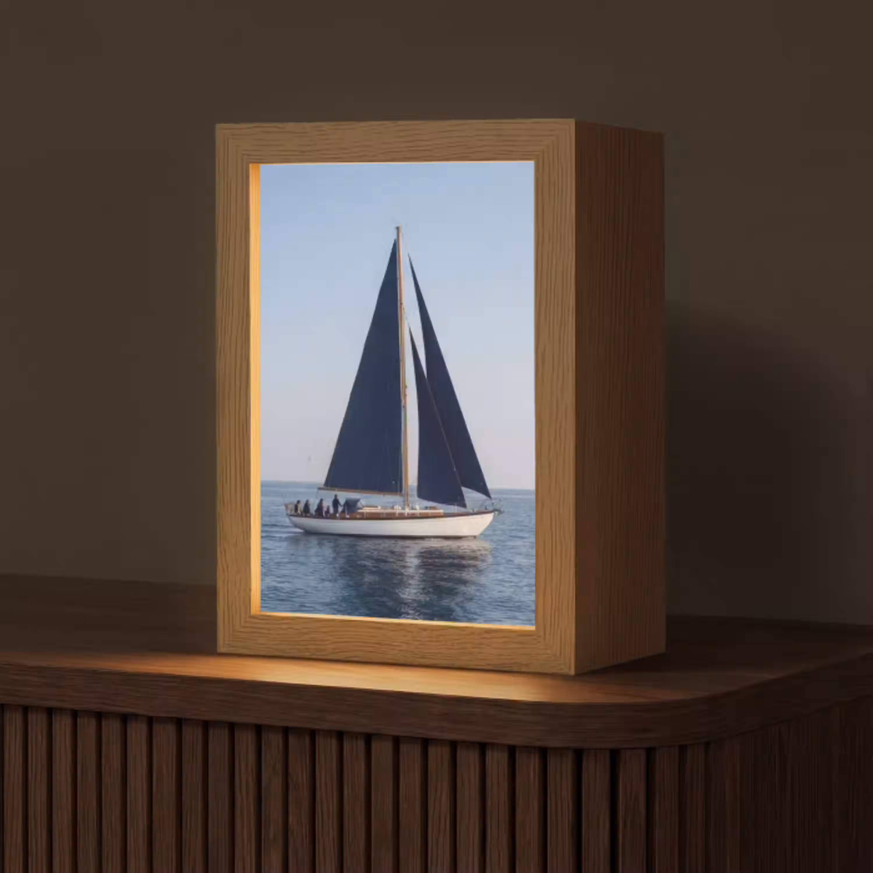 Zeilboot - Zee - Blauw Light Box met kabel (Tafellamp) klein -z3d_website