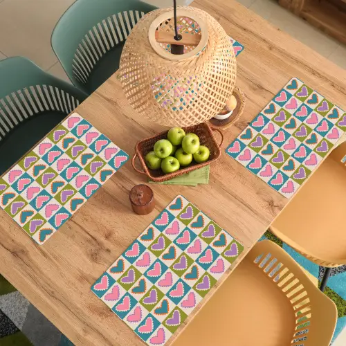 Retro - Kleuren - Patroon - Hartjes Placemat vinyl groot 368 -zzsfeer5_Kitchenyeah-website